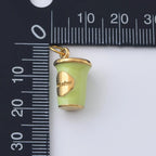 Matcha Cup Charm Gold Filled Enamel Tea Pendant CP2305