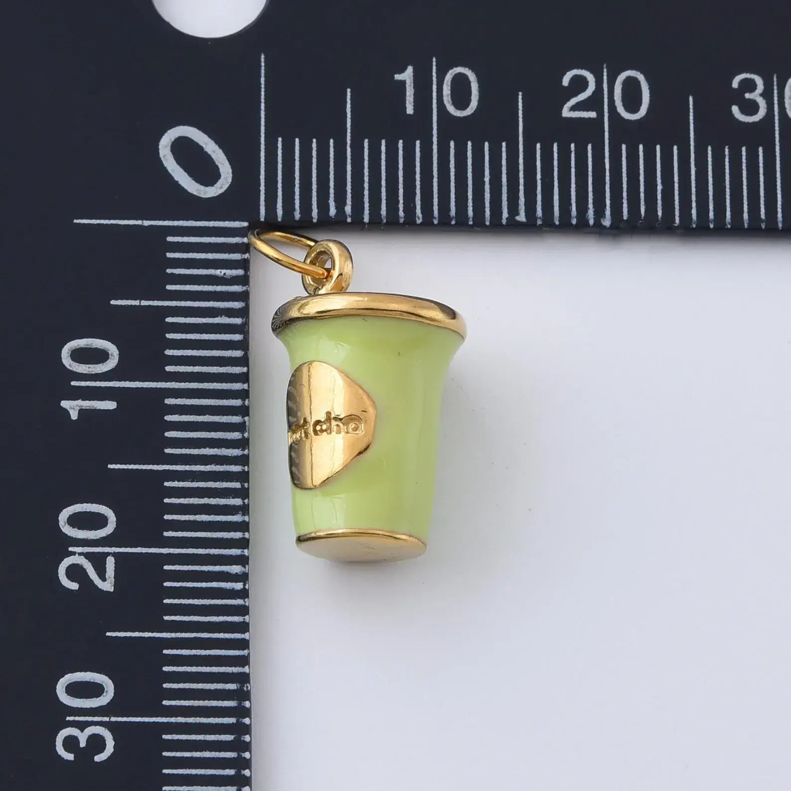 Matcha Cup Charm Gold Filled Enamel Tea Pendant CP2305