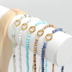 Natural Wood & Leather 2 Tier Bracelet Display: White