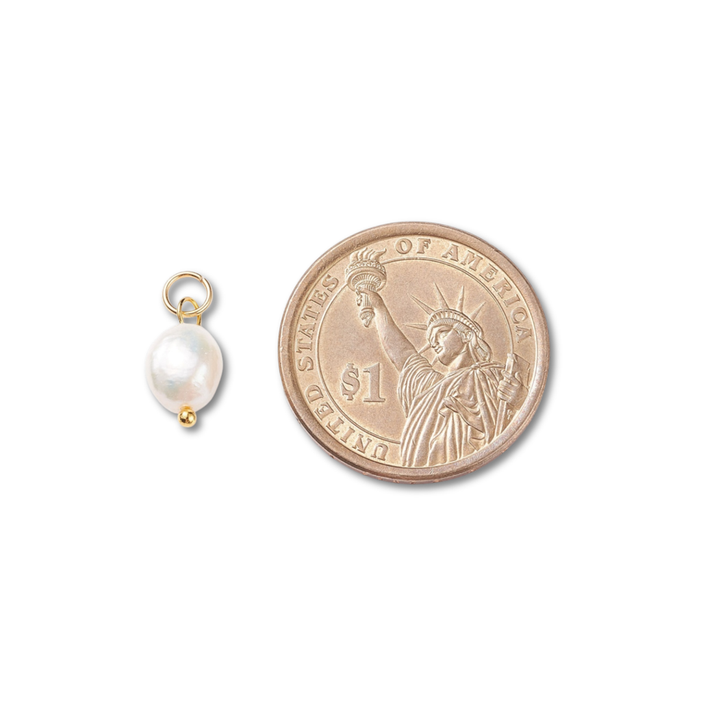 Gold Brass Freshwater Pearl Charm