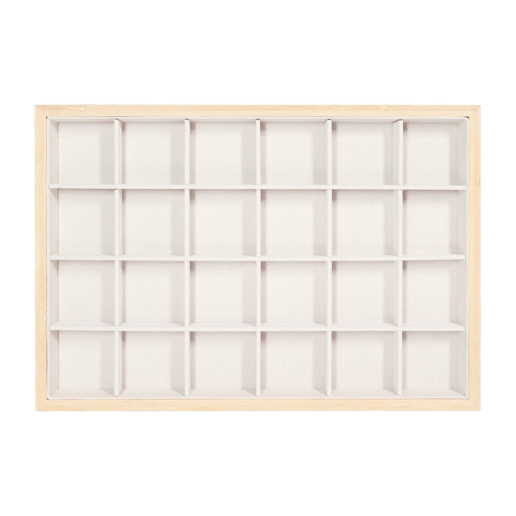 Natural Wood & Suede 24 Unit Jewelry Tray Display