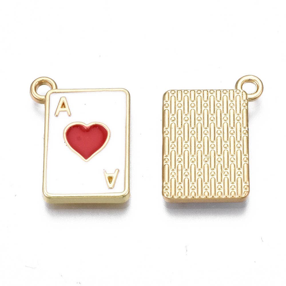 Gold Alloy Heart Poker Card Charm