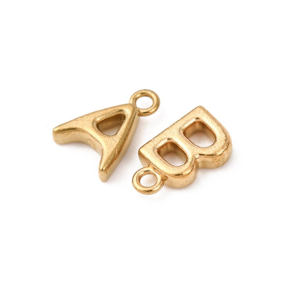 18k Gold PVD Stainless Steel Bold Initial Charm Full Set