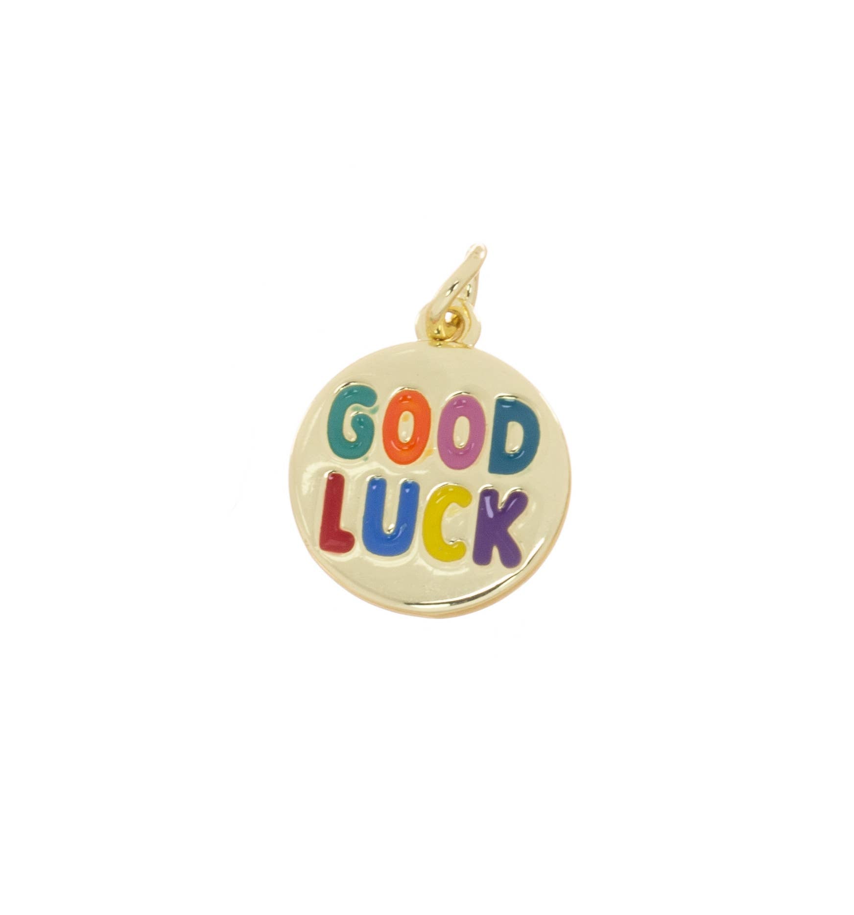Rainbow Good Luck Coin Charm For Jewelry Making, CPG-CPS2785: Gold / 6pcs