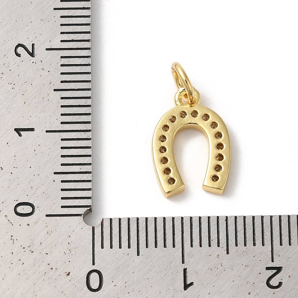 18k Gold Plated Brass Horseshoe Charm or pearl horse shoe