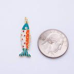 Gold Filled Colorful Sardine Charm