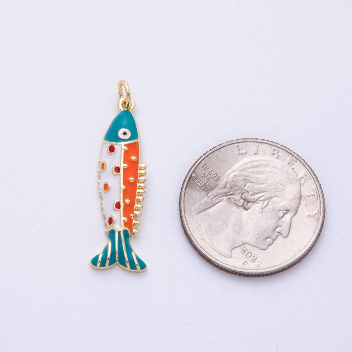 Gold Filled Colorful Sardine Charm