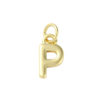 18k Gold Plated Brass Initial Charm Individual Letters: T