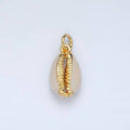 24K Gold Filled White Enamel Cowrie Shell Clam Charm | M-832
