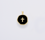 Dainty Enamel Cross Medallion Charm in Gold Filled, CP1674: #02 White