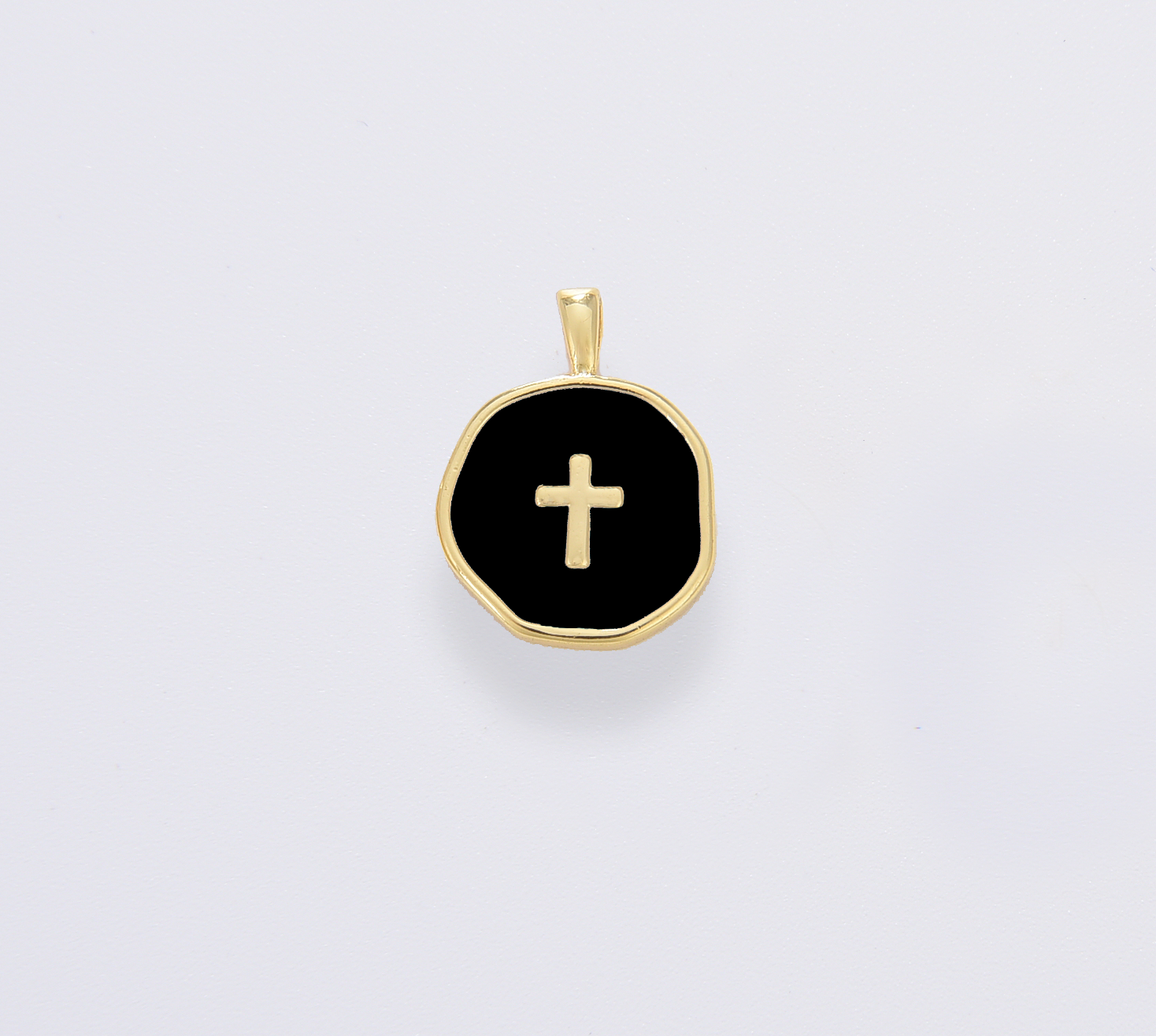 Dainty Enamel Cross Medallion Charm in Gold Filled, CP1674: #02 White