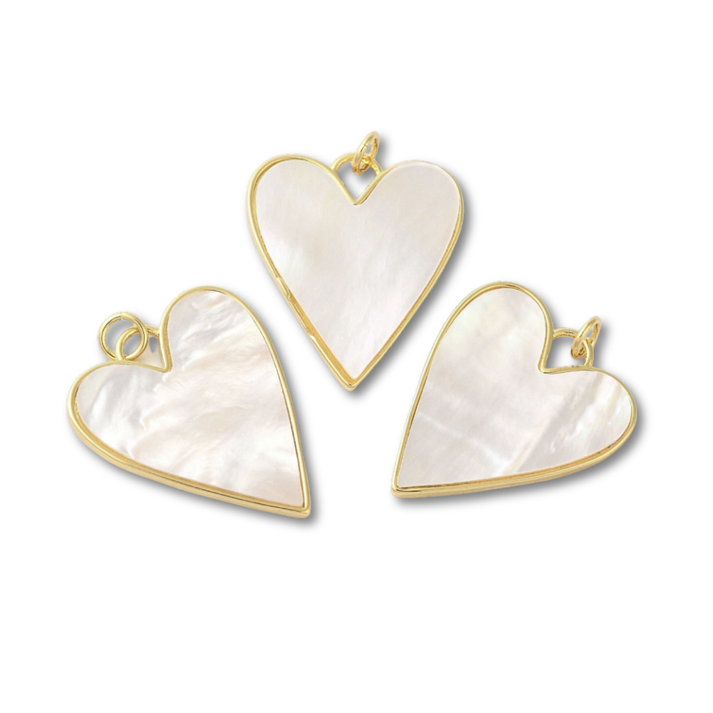 18k Gold Plated Brass Mother of Pearl Heart Charm