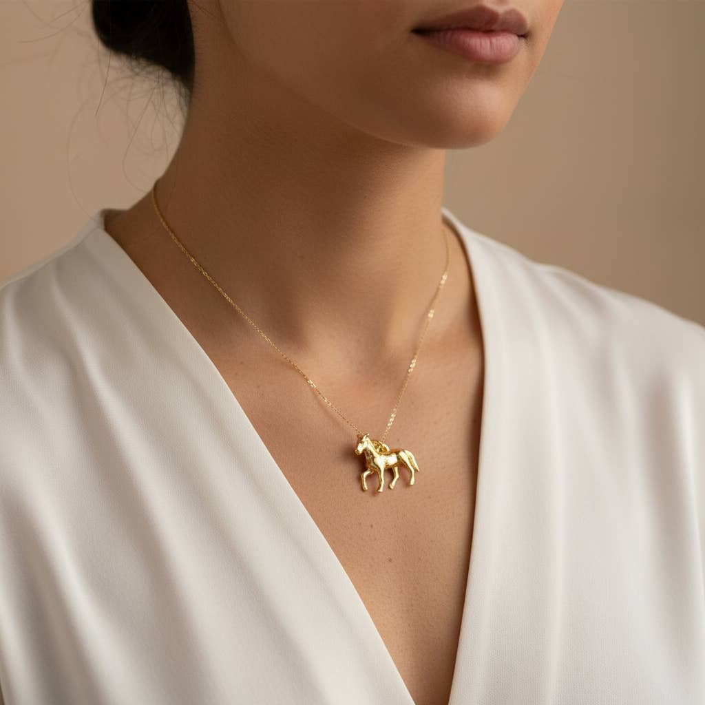 Gold Or Silver Horse Charm,Double Sided Horse Charm CPG1209: Gold / 10pcs