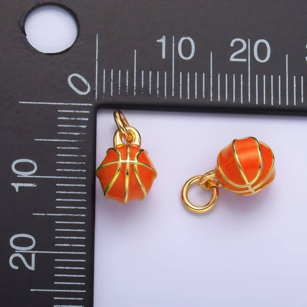 24K Gold Filled Basket Ball Sports 3D Multidimensional Charm | W435