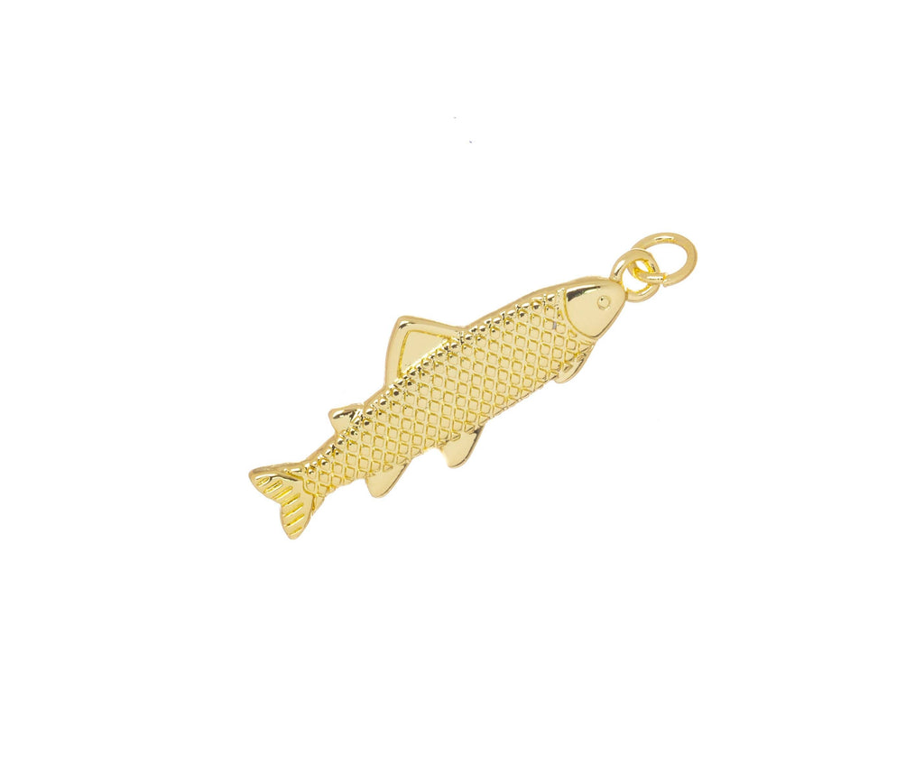 Gold or Silver Fish Charm for Jewelry Making: Gold / 6pcs