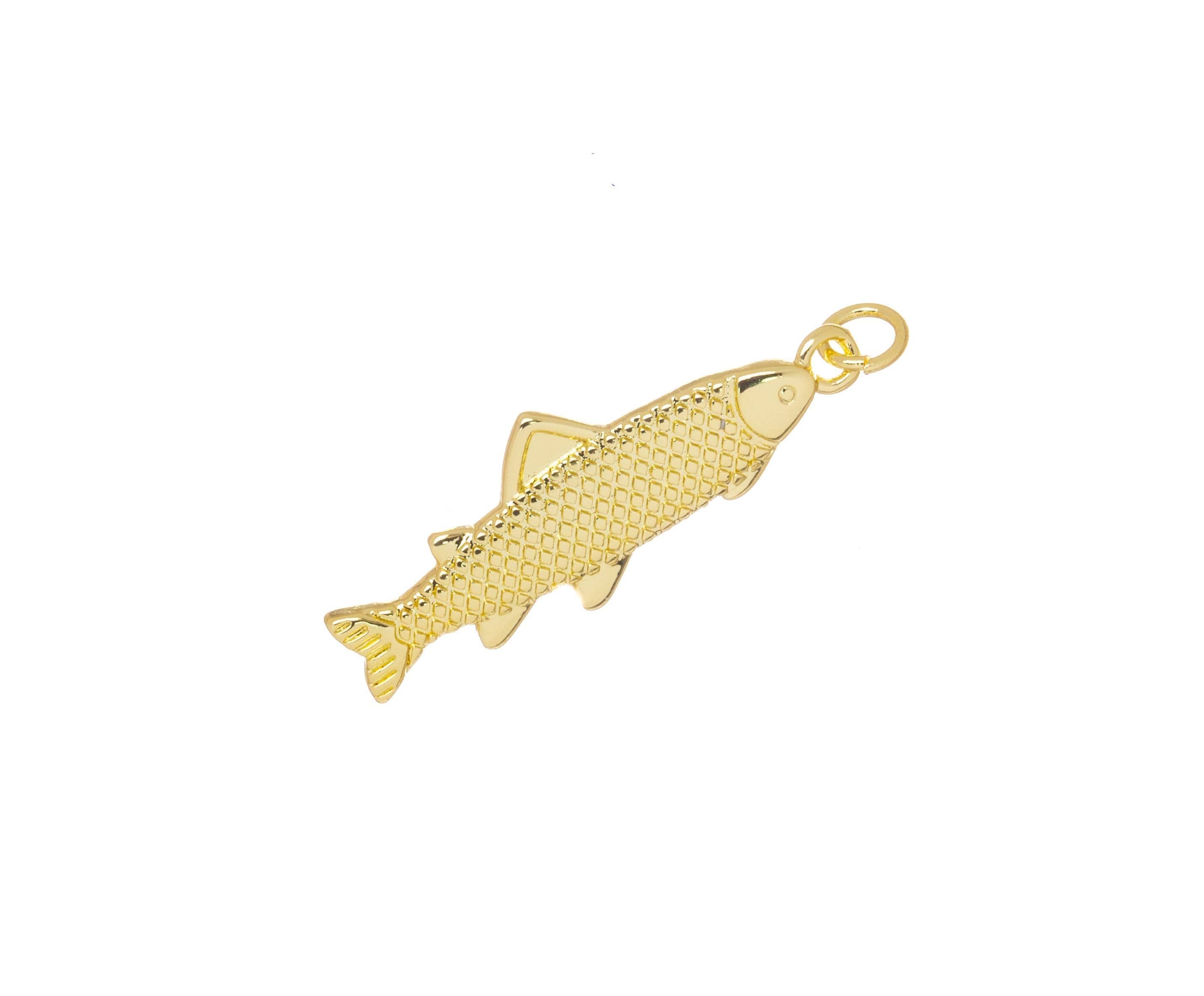 Gold or Silver Fish Charm for Jewelry Making: Gold / 6pcs