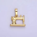 24K Gold Filled Sewing Machine Minimalist Appliance Pendant | AA1347