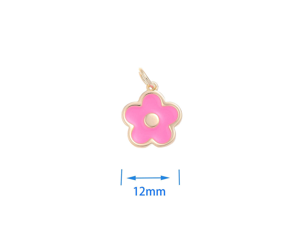 Gold Daisy Enamel Charm for Girls CPG1632: Pink / 10pcs
