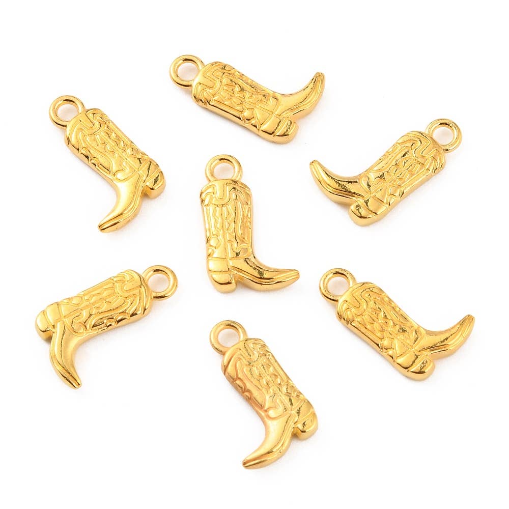 Gold Alloy Cowboy Boot Charm