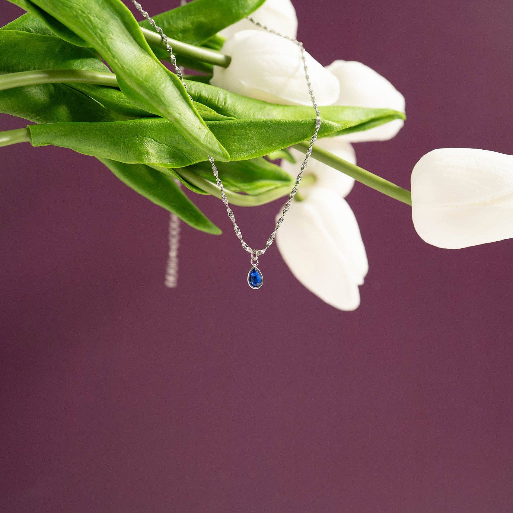 Stainless Steel Teardrop Birthstone Charm: December