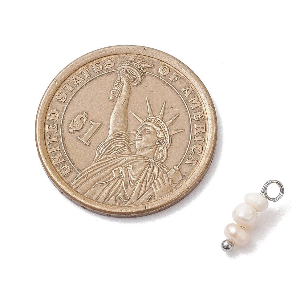 Mini Silver Triple Freshwater Pearl Charm