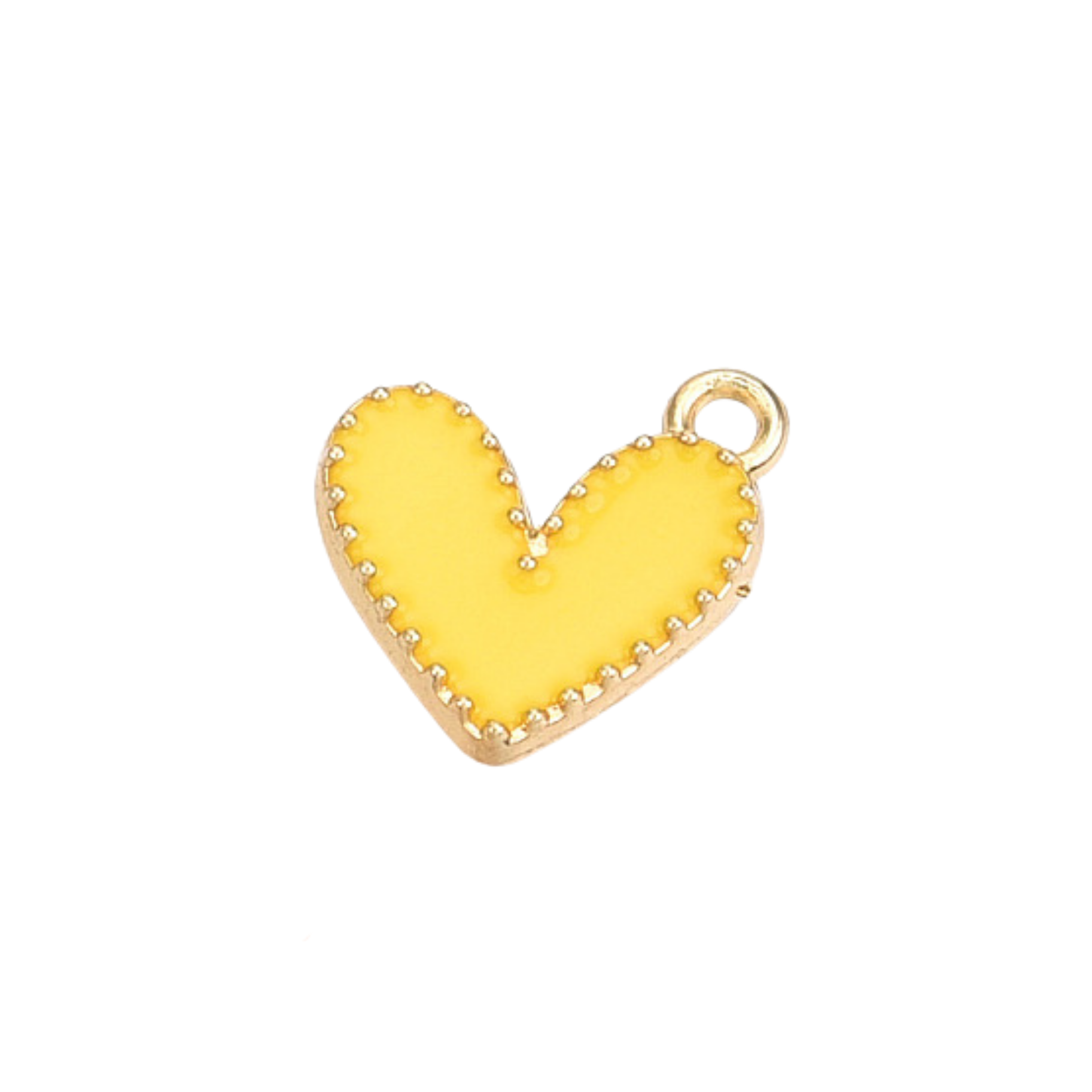 Gold Alloy Colorful Heart Charm: White