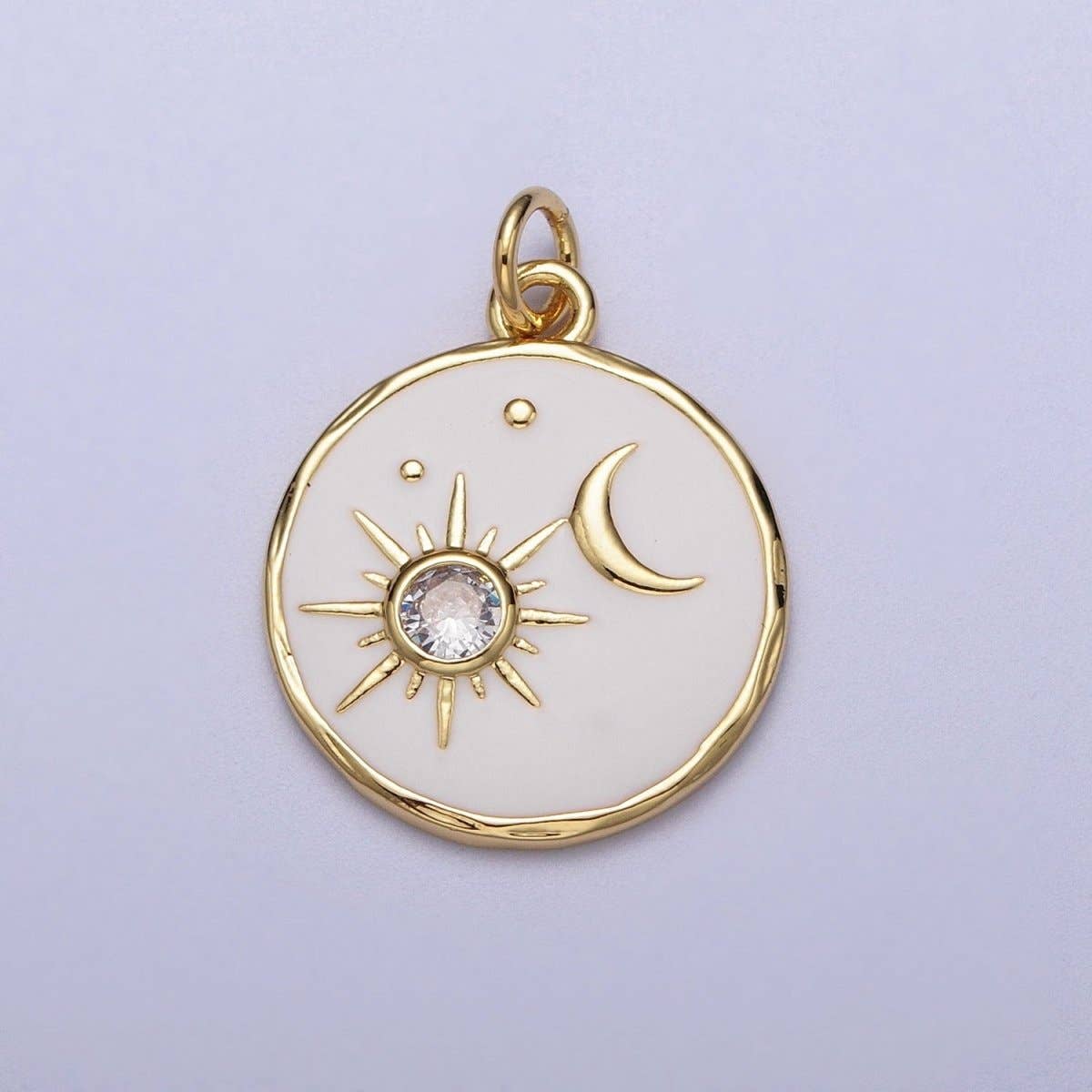 White Gold Filled Sun Moon Charm