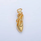 24K Gold Filled 8mm Dancing Pointe Ballet Shoes Multidimensional Charm in Gold & Silver | X615: Gold