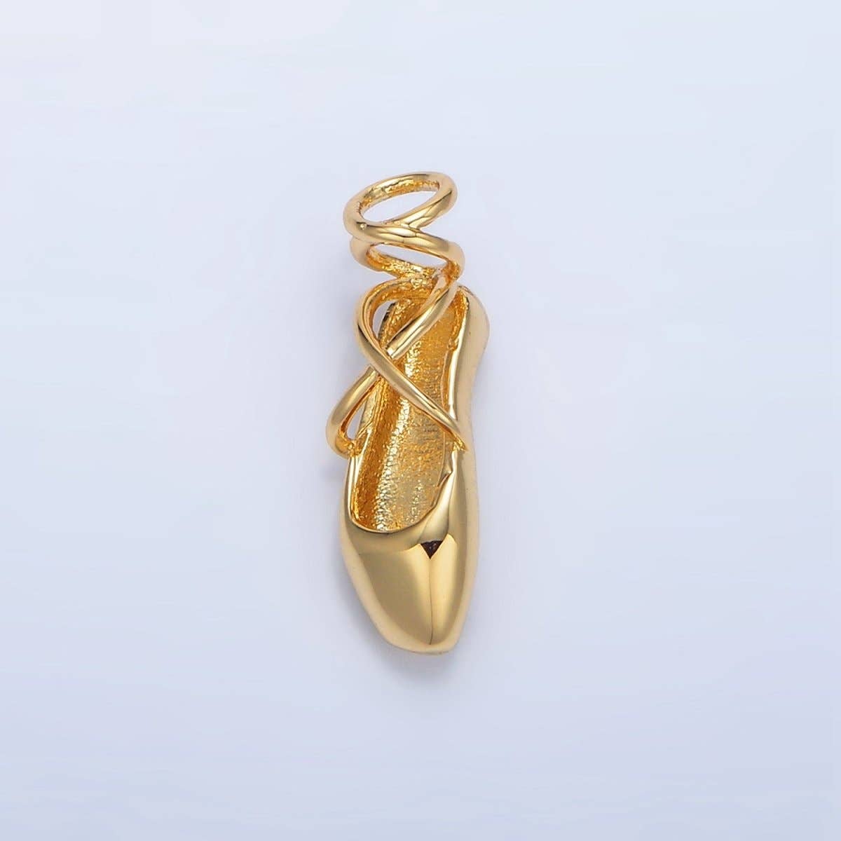 24K Gold Filled 8mm Dancing Pointe Ballet Shoes Multidimensional Charm in Gold & Silver | X615: Gold