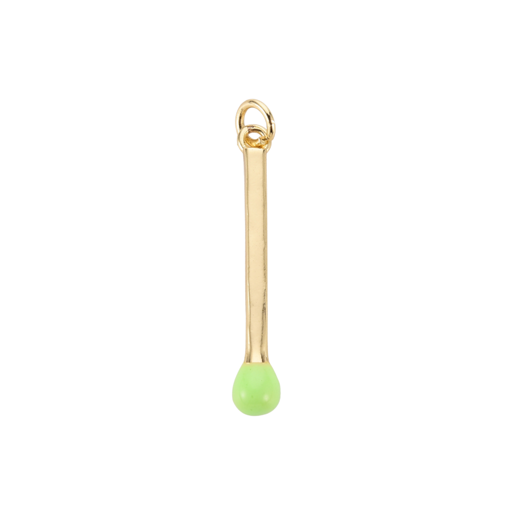 16k Gold Plated Brass Match Stick Charm: White